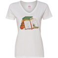 thumbnail image 3 of Inktastic Tiny Library Bookworm Women's V-Neck T-Shirt, 3 of 5