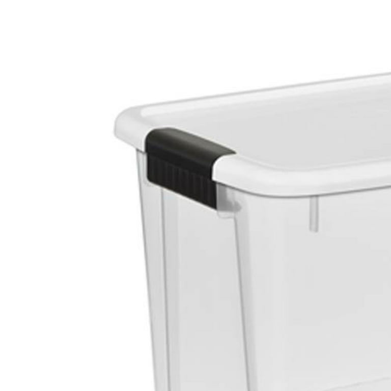 Sterilite 70 Quart Clear Plastic Storage Bin with White Latch Lid, 20 Pack