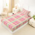 thumbnail image 5 of Castle Fairy Boho Pastel Plaid Twin Sheets 3pcs,Abstract Multi-Line Grid Bedding,Pink Mint Yellow,1 Flat Sheet, 1 Fitted Sheet and 1 Pillowcase, 5 of 7