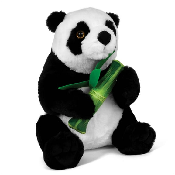 Real Planet 12" Panda with Printed Bamboo Realistic Stuffed Animal, Cute Zoo Animals Plush Toy & STEM Learning Gift for Birthday Boys & Girls