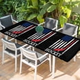 thumbnail image 2 of Black American Flag Table Cloths for 8 Foot Rectangle Tables, Abstract Red Hockey Stripes Us Flag Patio Waterproof Elastic Fitted Tablecloths, Washable Rectangular Table Cover for Camping, 2 of 8