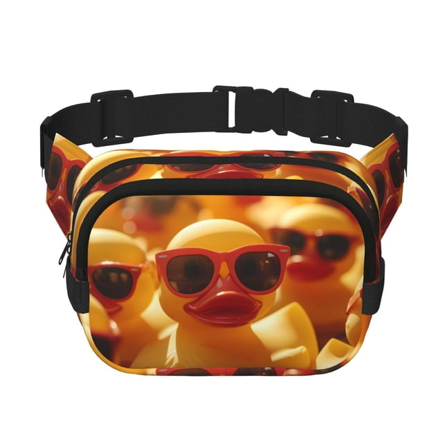 Fotbe Sunglasses Yellow Duck Cangurera Cuadrada con Estampado de Doble Capa, Bolsa de Cintura Ajustable Mini para Hombres y Mujeres
