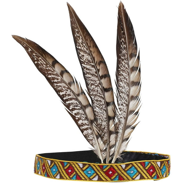 Diadema de tocado indio para disfraz de nativo americano Plumas indias Disfraz de Halloween Diadema de adulto Diadema de plumas Moda Elegante Diadema de aleta Decoración para el cabello oso de fresa Electrónica