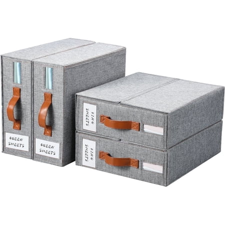 Yecaye Bed Sheet Organizer Linen Storage for Closet Organizer, Gray, 4 Count