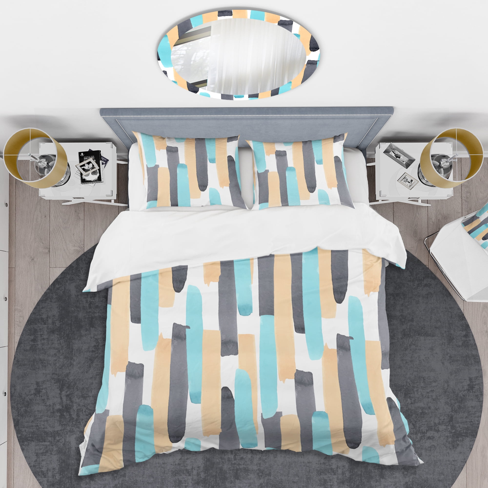 Designart 'Retro Geometrical Abstract I' Mid-Century Modern Duvet Cover Set