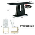 thumbnail image 2 of Sumdeal 63" Modern Dining Room Set for 6,Kitchen Table with 6 PU Chairs,7 Pieces Dining Table Sets for 6,MDF Table and 6 PU leather C-shape Leg Chairs,Black Table and 6 Golden Leg White Chairs, 2 of 6