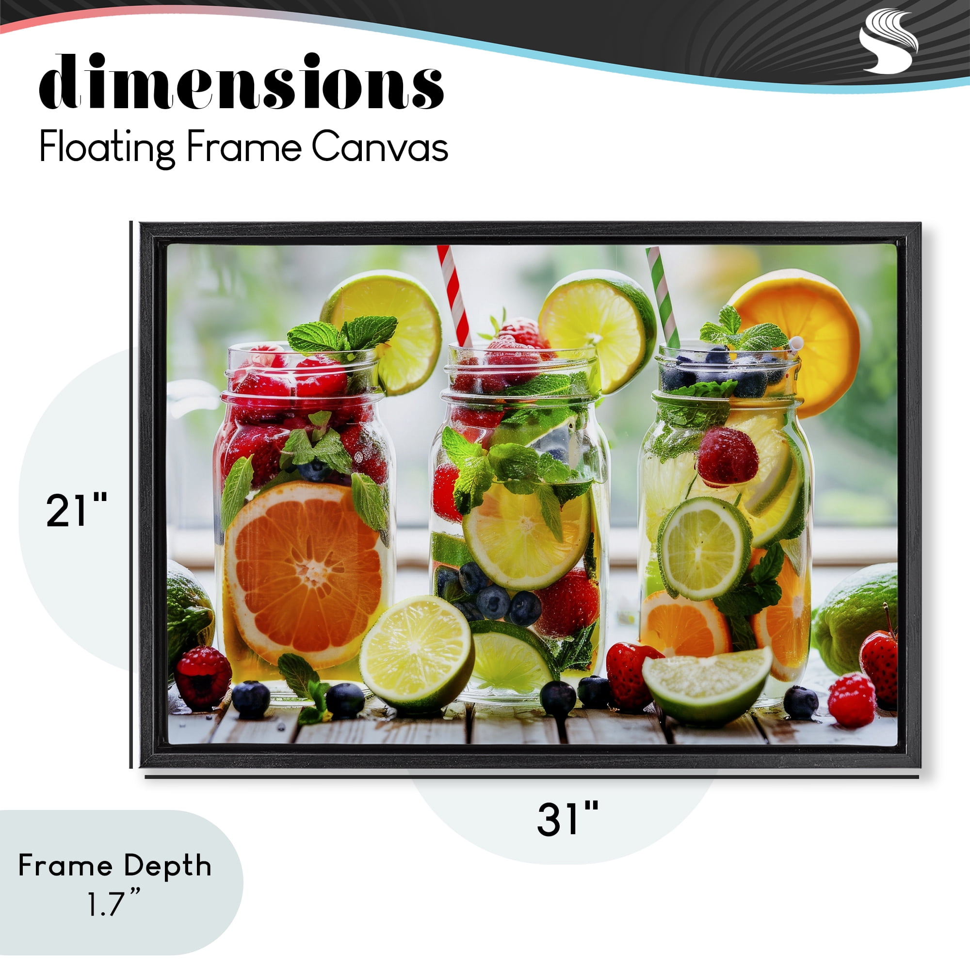 Stupell Industries Vibrant Citrus & Berry Infusion Black Framed Floater Canvas Wall Art, design by Lazar Studio