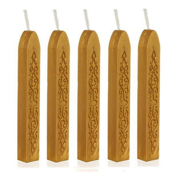 JeashCHAT 5Pcs Vintage Gold Manuscript Sealing Seal Wax Sticks Wicks For Postage Letter