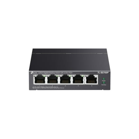 TP-Link 5-Port Gigabit PoE  Desktop Switch| 4 PoE  Ports @65W | Plug & Play | Durable Metal | Fanless | PoE Auto Recovery | PoE Extend 250m | TL-SG705P