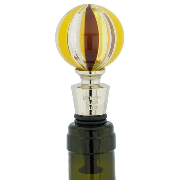 GlassOfVenice Murano Glass Bottle Stopper - Sunny Stripes