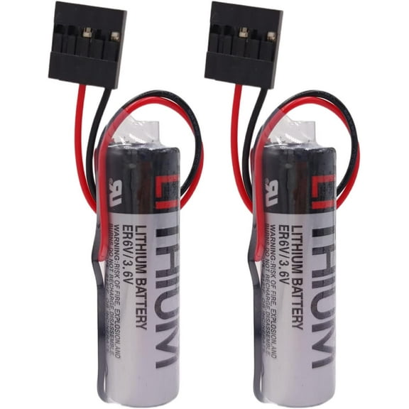 (Pack of 2) ER6VC3N ER6V/3.6V 2Ah JAE5PIN Lithium Replacement Battery PLC Battery with JAE5PIN Plug