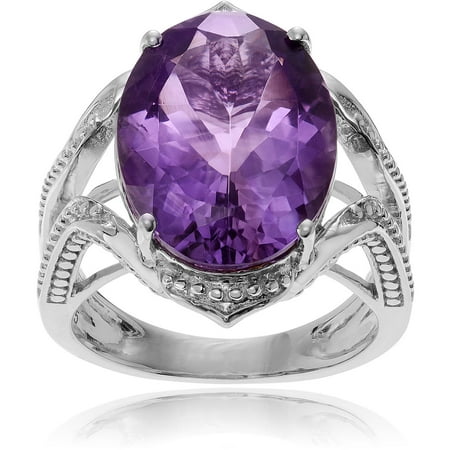Brinley Co. Women's Amethyst Rhodium-Plated Sterling Silver Large Fashion Ring