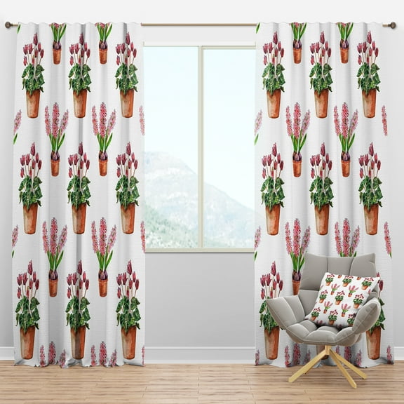 Designart 'Home Flower In Claypots' Floral Blackout Curtain Panel