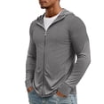 thumbnail image 4 of Sorvello Mens Lightweight Sun Protection Jacket Full Zip Hooded Long Sleeve Breathable Outdoor Riding Fishing Hiking Top Dark Gray L, 4 of 9
