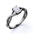 thumbnail image 4 of JeenMata Semi Infinity - 0.75 Carat EmeraldCut Moissanite - Pave - Prong Setting Engagement Ring - 18K Black Gold Plating Over Silver, 4 of 7