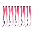 thumbnail image 1 of 10 Uds Clip de color en postizo degradado largo recto extensión de pelo sintético postizo para fiesta de Halloween, 1 of 8