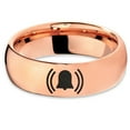 thumbnail image 2 of Tungsten Ringing Notification Bell Emoji Band Ring 7mm Men Women Comfort Fit 18k Rose Gold Dome Polished, 2 of 4