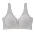 thumbnail image 4 of khonts,Women's Front Closure Supportive Bras Wireless Comfort Convenient Soft Bra Seamless Mastectomy Breathable Bralettes Grey XXL, 4 of 4