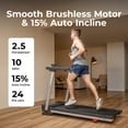 thumbnail image 4 of Sunny Health & Fitness Smart Quiet Foldable Treadmill with a 20″ Wide Running Belt, 15% Max Auto Incline, & Performance Tracking via SunnyFit App, 4 of 10