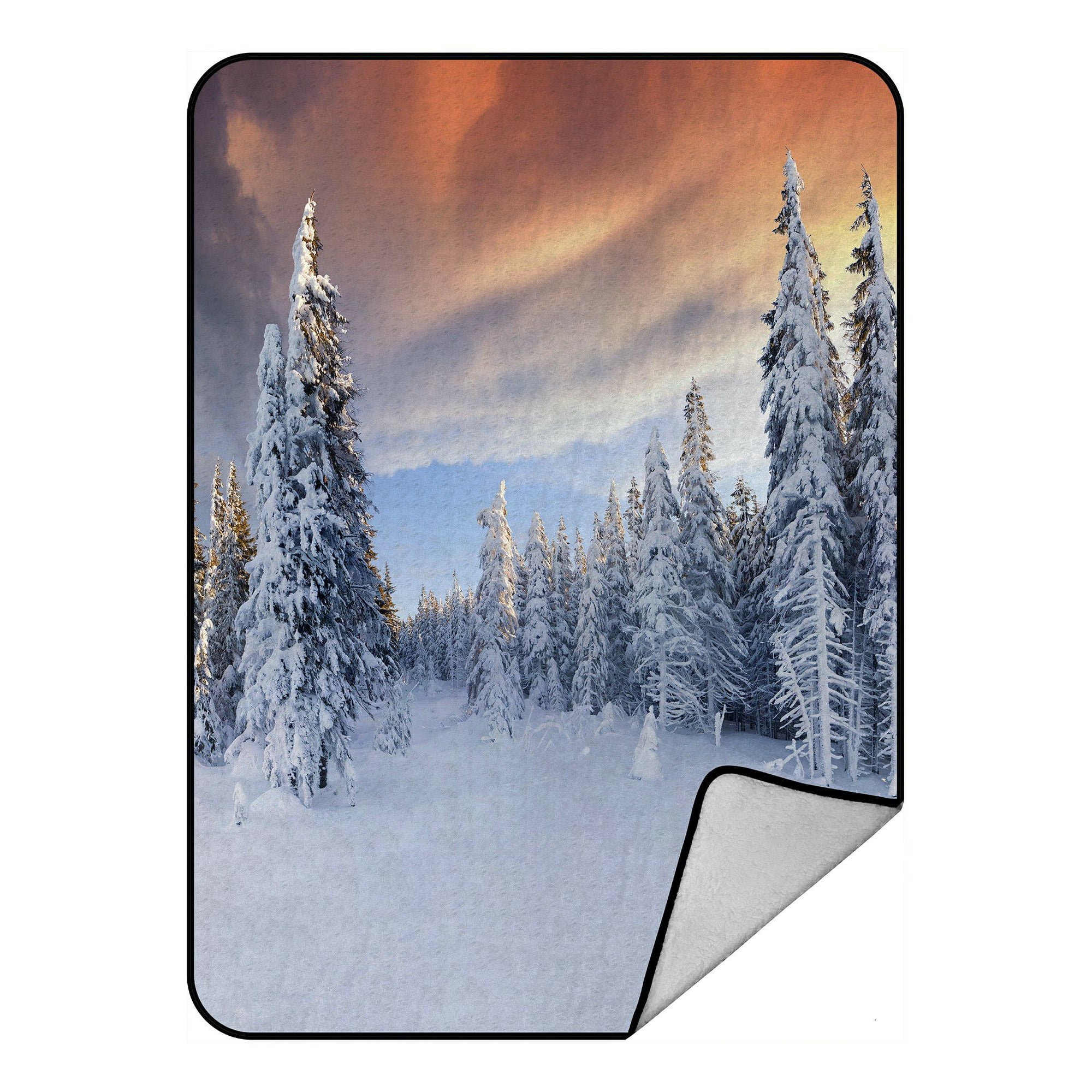 EREHome winter sunrise in the mountains Dramatic red sky Throw Blanket Fleece Blankets Plush Blanket 58x80 Inch