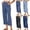 Blue 1, variant on POIUYTR Women Summer Capri Jeans Casual High Waist Wide Leg Cropped Denim Pants Vintage Trendy Trousers