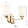 thumbnail image 4 of 55225CPZ Kichler Lighting Gioe - 2 Light Bath Vanity-10.5 Inch Tall and 14.25 Inch Wide-Champagne Bronze Finish-White Glass Color, 4 of 6