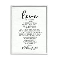 Stupell Industries Love is.. Uplifting Heartfelt Quote Spiritual Scripture Graphic Art White Framed Art Print Wall Art, Design by Lettered and Lined