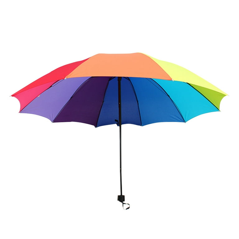 Rainbow Umbrella folding Colorful Umbrella Female Sunny And Rainy Umbrella