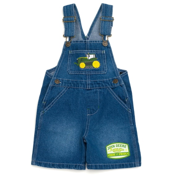 John Deere Boys Denim Bib Shortall with Tractor Embroidery Medium Wash