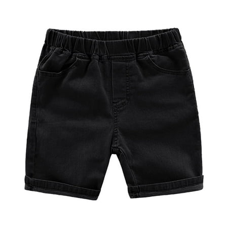 

Zhuashum Pants For Boys High Waist Trousers Straight Leg Solid Color Jogger Pant Knee Length Shorts Spring Summer Sweet Relax Fit Going Out Clothings Black 18-24 Months