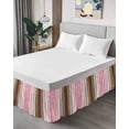 thumbnail image 4 of Pink Wood Grain Wrap Around Bed Skirts for King Bed 18" Drop,Bed Skirt with Adjustable Elastic Belt Dust Ruffle Bed Valance for Bedroom Hotel Brown Vintage Mottled Country Stripes Bed Frame Cover, 4 of 7