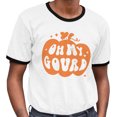 thumbnail image 2 of Pumpkin Oh My Gourd Ringer Tee Shirt Unisex Large White/Black, 2 of 5