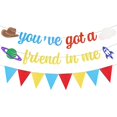 thumbnail image 1 of Banner de cumpleaños Toy Story JEHWAEEN con banderines con brillo, 1 of 7