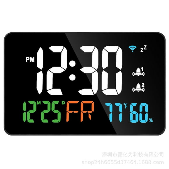 EGNMCR Alarm Clock Wall Clock Tuya WiFi Desktop Clock Calendar Intelligent Hygrometer With Digital LED Display Alarm clock