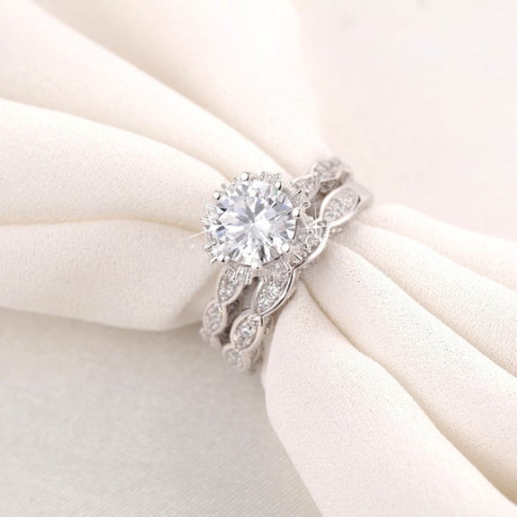 KDSJSXW Womens Rings Simple Personality Round Diamond Engagement Ring With Elegant Ring Jewelry Ring Engagement Ring for Women And Girls Cubic Zirconia Ring Engagement Ring Womens Rings(Silver,7)