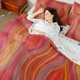 thumbnail image 4 of Castle Fairy Abstract Stripes Bedding Comforter Set,Gradient Geometric Full Bedding Set, 4 of 8