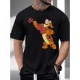 thumbnail image 1 of Men's Tigger Playing Violin Graphic Black Relaxed Fit Short Sleeve Printed pattern short-sleeved shirt, 1 of 5