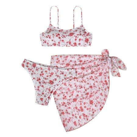 ZQGJB Women s Ruched Bandeau Two Piece Halter Top Triangle Bikini Set with Tie Side Bottom Sexy Floral Printed Swimsuit Bathing Suits(Pink S)