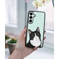 thumbnail image 5 of WIRESTER Shockproof Soft Rubber Cover Case for Samsung Galaxy A16 5G 6.7", Black White Tuxedo Cat On Aero Blue Background, 5 of 5