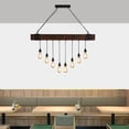 thumbnail image 5 of 43.31 in. 8-Light Brown Rustic Industrial Linear Island Pendant Light with Black Metal and Wood Beam, No Bulbs Included, 5 of 7