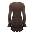 thumbnail image 5 of BangWanChi Dresses for Women Beach Dresses for Women Vacation Casual Dresses for Women Fashion Women Casual Dress V Neck Long Sleeve Hip Wrap Dress Long Dress, 5 of 8
