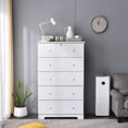 thumbnail image 4 of Home Furniture Isabela Solid Pine Wood 5 Drawer Chest Dresser - White, 4 of 7