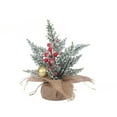thumbnail image 2 of 9.8 Inch Mini Christmas Table Tree Decorations, Faux Tree Decor with Artificial Red Berries Pinecones Pine Needles Cedar Tabletop Centerpiece for Xmas Holiday Home Winter Decorations, 2 of 3