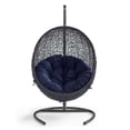 thumbnail image 6 of Modway Encase Modern Rattan/Fabric Outdoor Swing Chair with Stand in Black/Navy, 6 of 9