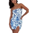 thumbnail image 3 of Mialoley Robe Mini Sans Bretelles pour Femmes Imprimé Floral Sans Manches Épaules Dénudées Ourlet Fendu Robe Courte Moulante Robe de Soirée, 3 of 9