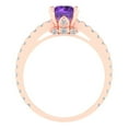 thumbnail image 4 of 1.465 ct Round Cut Natural Amethyst Solitaire with Simulated Diamond Accents 14K Rose Gold Womens Engagement Ring, 4 of 5