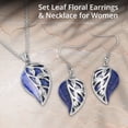 thumbnail image 3 of Blue Lapis Lazuli Costume Jewelry Set Leaf Floral Earrings for Women Necklace Stainless Steel Size 20" Birthday Christmas Gifts for Women, 3 of 9