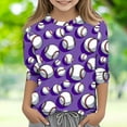 thumbnail image 3 of Ugoldhm Girls Casual Shirts Crewneck Baseball Printed 3/4 Sleeve Tops Summer Fall Kids Clothes, 3 of 5