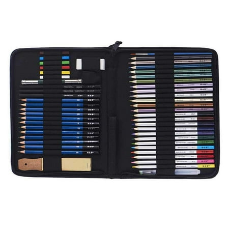 51 Pcs Professional Colored Drawing Pencils and Sketch Set Charcoals Graphite Pencils Supplies Back to (Best Professional Colored Pencils)