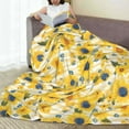 thumbnail image 6 of Pofeuu Blue Floral Sunflower Print Ultra-Soft Micro Fleece Blanket,for Bed Or Sofa,All Season Throw Blankets Flannel Blanket-80"x60", 6 of 7